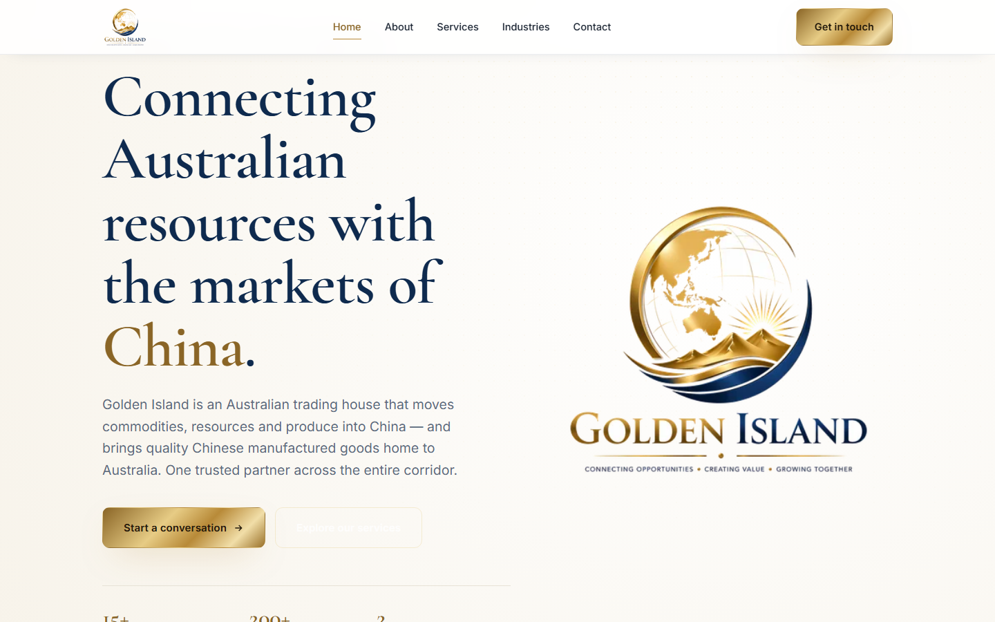 Golden Island Australia-China trading house website — custom web design by Kovax Sydney